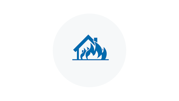 Blue Icon of a House On Fire
